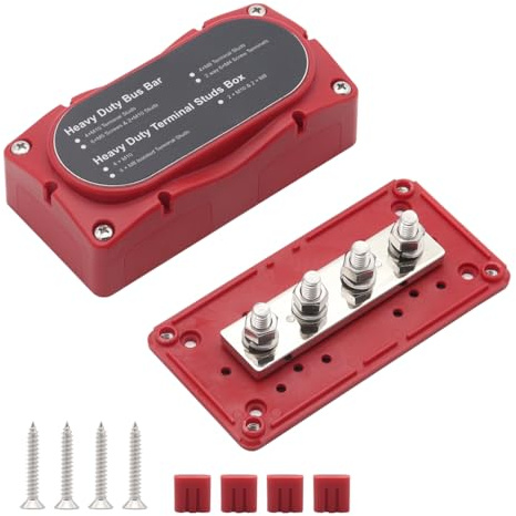 300A Sammelschienenkasten 12V - 48V DC Messing M8 Sammelschiene für Geländewagen Boot Camper Car Heavy Duty Bus Bar Rot