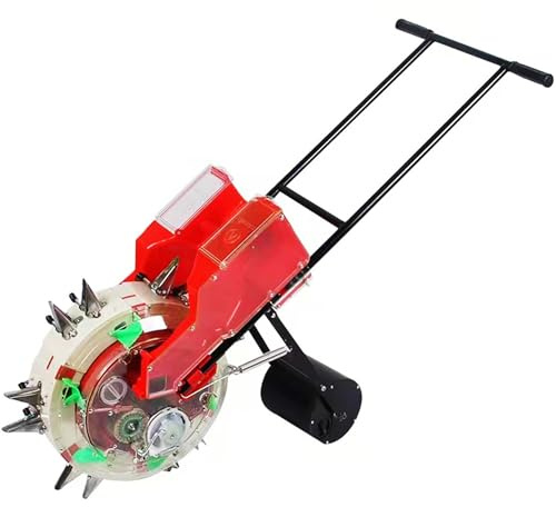 Asiwnshw Sembradora Manual de Empuje para huerto, esparcidora de Semillas Manual, aplicadora de Fertilizantes y siembra con Rodillos, máquina sembradora en hileras para Soja maní maíz(7 Mouths)