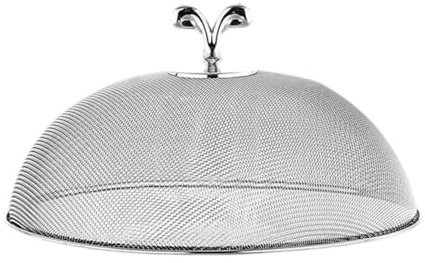 Folpus Cloche Alimentaire Ronde En Maille D'acier Inoxydable, Nourriture, Couverture Cloche Alimentaires, Cloche à Fruits Anti Moucherons, pour Les Repas à La Plage, Camping, Diamètre 26 Cm