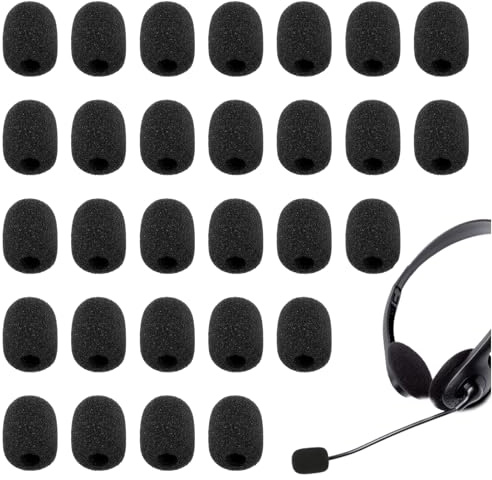 Mikrofon Windschutz 30 Stück, Mini-Headset-Mikrofon-Schaumabdeckungen, Ansteck-Windschutz-Schaumabdeckung, Pop-Filter für eine Vielzahl von Headset-Mikrofonen, Geräuschreduzierung