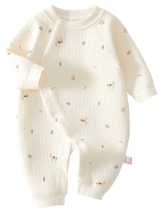 TootyTots Nyfödda unisex sparkdräkt, långärmad overall 100 % bomull mjuk och bekväm, för utomhuskläder och sovkläder, lämplig för alla årstider, Tecknad F, 0-3 Monate