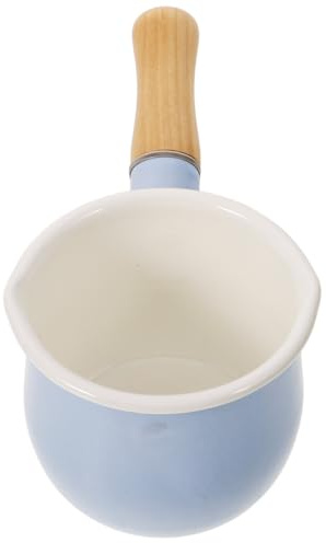 TOKIDNY Pentolino Smaltato con Manico Lungo Antiscottatura Casseruola Piccola per Latte e Salse Fondo Piatto per Riscaldamento Uniforme Adatto per Cucina Quotidiana e Alimenti