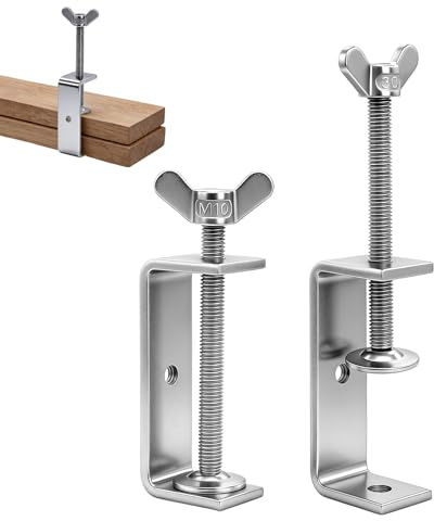 NVGFTG 2 Stück C Klemme Edelstahl Silber C-Zwingen Heavy Duty Trägerklemme m10 0-80mm Schraubklemme C-Schraubzwinge Tischklemme Trägerklammer Fixierzange, für Schweißen Tischlerei Holzarbeiten