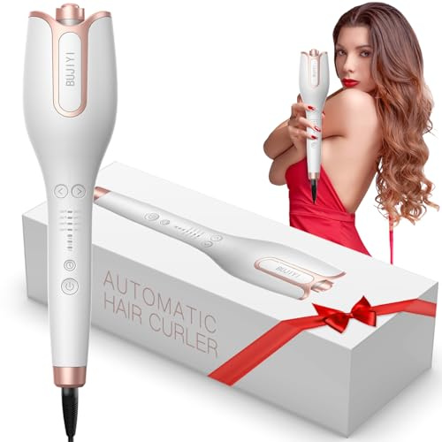 BUJIYI Hair Curler, Curling Wand, Curling Tongs, 4 Temperature Settings, 3 Adjustable Heating Times, for Different Hair Types and Curl Effects, Professional Salon Curling Iron (Rose Gold)