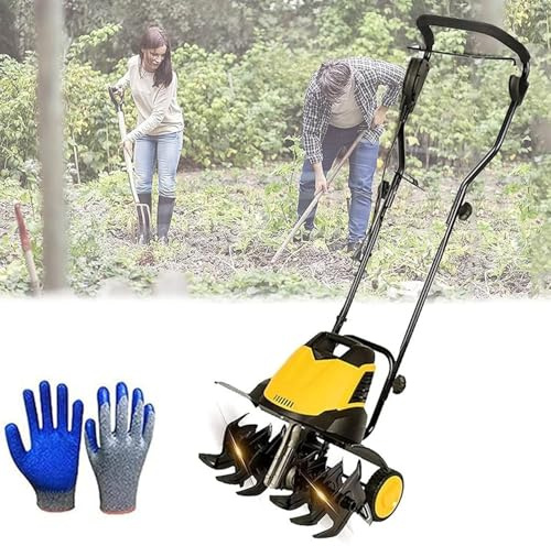 simprueH Cordless Cultivator Rotavator,2400W Electric Garden Tiller with 6 Blades, Folding Rotary Motor Hoe for Lawn Patch Soil, Tillage Depth 22cm & Width 45cm