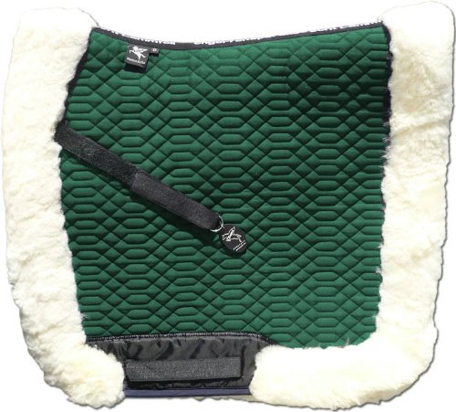 Engel Reitsport Lammfell Schabracke Stoff grün Fell grün (Schabra 3 mit Fellrand komplett) farbenfroh: mit 12 Lammfell Farben kombinierbar! Vielseitigkeit/Springen (VSS)