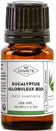 MY COSMETIK - Olio Essenziale di Eucalipto globuloso - Agricoltura biologica - Botanicamente e biochimicamente definito - 100% puro e naturale - Certificato ECOCERT - Prodotto in Francia - 10 ml