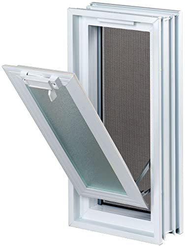 Fuchs Design Fenêtre d'aération (189x384x80 mm) Blanc au lieu de 2 briques de verre au format 19x19x8 cm - avec moustiquaire