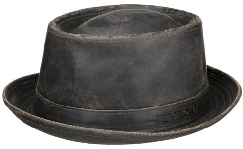 Stetson Odenton Pork Pie Hut Fedora Baumwolle Wasserabweisend Sonnenschutz Damen Herren Sommer Winter Musikerhut braun XL (60-61 cm)