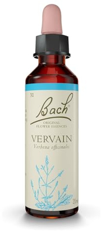 Bach - Flor de Bach Vervain, Complemento Alimenticio, con Extracto de Flores de Verbena, Uva de Alc 27% Vol, Ayuda a Gestionar las Emociones Cuando Se Quiere Ser Más Moderado - 20 ml