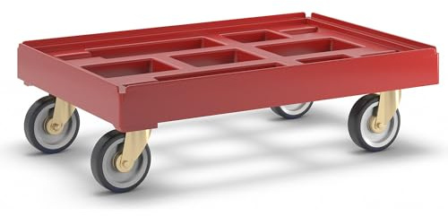 FRANKEL kaiserkraft | Plateau roulant | L x l 610 x 410 mm | en polyéthylène HD | soudé | rouge feu