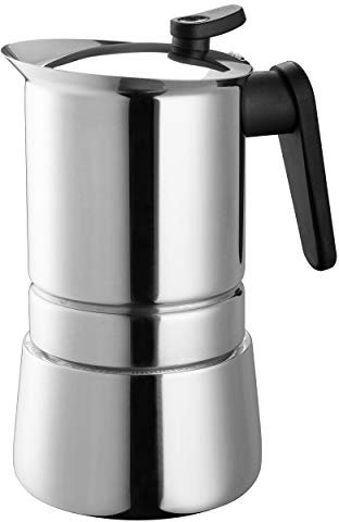 Pedrini 02CF039 Caffettiera Induzione, Acciaio Inossidabile, Steel Moka, 10 tazze