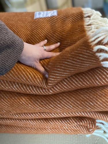 Merino Couverture Unie en Pure Laine Couverture 160 x 200cm Double Couverture (Burgundy Check)