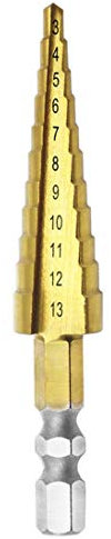 Meichoon Step Cone Drill Bit Set 3-13mm High Speed Steel Titanium Coated Step Drill Bit Cutter Hex Shank Power Tools HSS Professional Pagoda Step Drill Bit Set Multifunction Hole Reamer Drilling DC13
