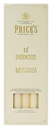 Price's - 12 Sherwood Dinner Candles - 10 Pack - Ivory - Solid Colour - Up to 9 Hour Burn Time - Smokeless - Unscented - Non-Drip - Multi-Purpose