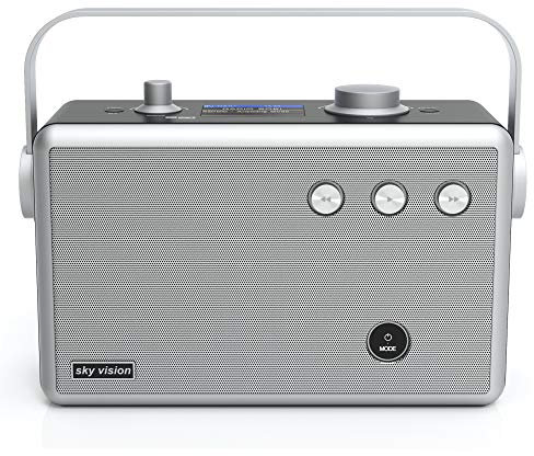 Sky Vision B1055 Stereo DAB+ Radio tragbar mit Bluetooth - Digitaler DAB Radio mit Wecker, Netzbetrieb oder Akku möglich