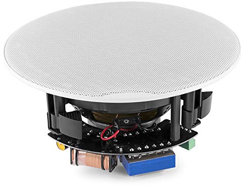 Power Dynamics PD FCS8 Ceiling Speaker System, Set of 4 Low Profile 8 2-Way Coaxial Flush Mount Speakers, 160W, 100V/8 Ohm Audio, Magnetic Grille, Home, Shop & Commercial Installations, White