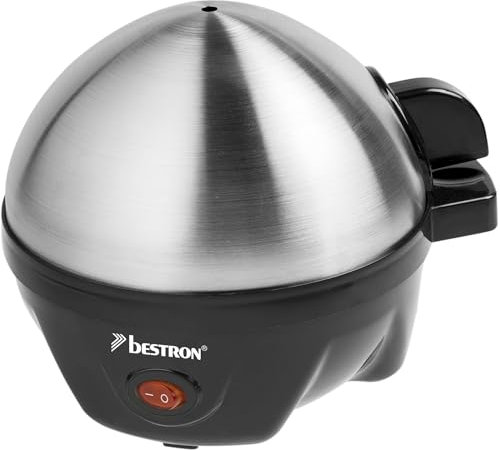 Bestron Eierkocher mit Messbecher und Eierstecher, 1-7 Eier, Breakfast Club, 350 Watt, Schwarz