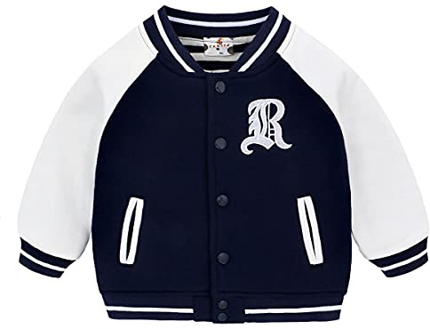 famuka Baby Jacket Boys Girls Jacket Kids Baseball Suit Coat (Navy, 6-9 Months)