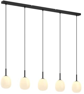 Lindby Pendelleuchte Etiena (Modern) in Schwarz aus Glas (5 flammig, G9) - Hängelampe Esstischlampe Hängeleuchte Wohnzimmerleuchte