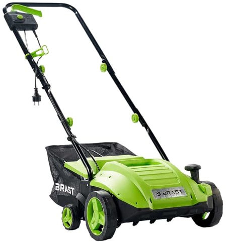 BRAST® Vertikutierer Elektro Rasenlüfter | 1500-2000 Watt | 32-40cm Arbeitsbreite | 3 Modelle | großer Fangkorb Transportgriff & Klappbar | für kleine bis sehr große Rasenflächen | BRE-RV-3200