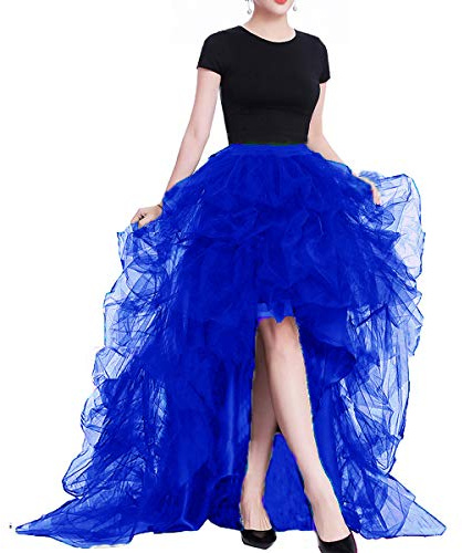 Lisong Women High Waist High Low Layered Tulle Floor Length Spectial Occasion Skirt M RoyalBlue