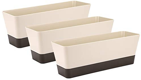 Skelang 3 piccoli vasi rettangolari per piante grasse, con fori di drenaggio, fioriera per tavolino da caffè, tavolo da pranzo, tavolo da esterno, davanzale