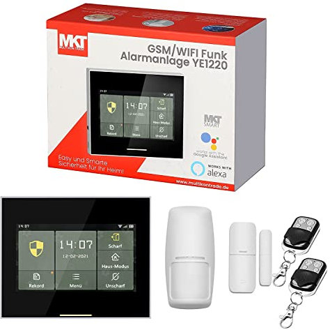 Multi Kon Trade® GSM Smart Home WiFi Alarmanlage YE1220 - Alarmanlage fürs Haus - Alarmanlage Wohnung - App, Telefon, Alexa, Google Home - Basic Kit