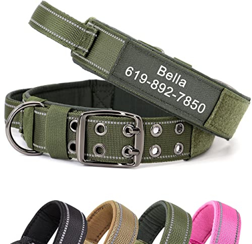 PET ARTIST Verstellbares Militär-Hundehalsband mit, reflektierendes taktisches Hundehalsband mit Kontrollgriff, robuste Metallschnalle für M & L Hunde