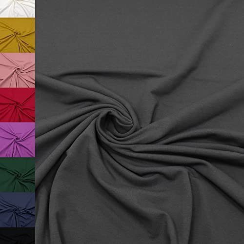 MAGAM-Stoffe Theo French Terry uni Sweat Stoff Oeko-Tex Meterware 50cm (29. Dunkelgrau)