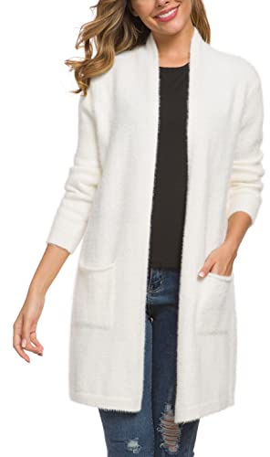 IWOLLENCE Womans Long Boyfriend Cardigan Jumpers Thick Fuzzy Fluffy Knit Sweater Tops for Ladies UK Women's Cardigans