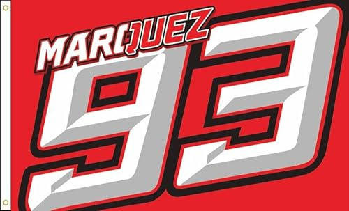 Eksent Moto GP 93 Flagge, 90 x 150 cm, Banner Marc Marquez-Flagge (Duplex-Druck, helles und lebendiges 150D-Polyester, Messingösen-Design ist langlebig)