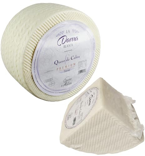 QUESOS LA ALDEA | Queso Artesano de Cabra Tierno | De leche pasteurizada de cabra | Queso Castilla-La Mancha para ensalada, tapas y cocina | Perfecto para Pack quesos gourmet (queso entero de 1 kg)