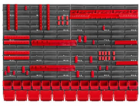 KADAX Scaffale da parete per officina, 116x78cm Sistema di stoccaggio in plastica robusta, resistente ai raggi UV, Scaffale per officina, Pannelli da parete espandibili, Scaffale a contenitori per