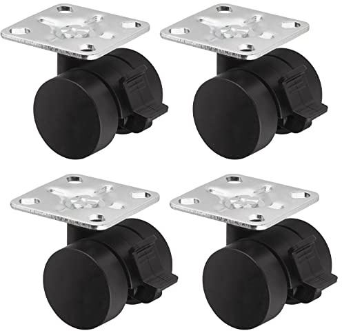 SOTECH 4er Set Möbelrolle AACHEN mit Montageplatte und Bremse Ø 35 mm | 40 Kg Tragfähigkeit pro Rolle, 360 Grad drehbar, schwarz Transportrollen Rollen leise und bodenschonend