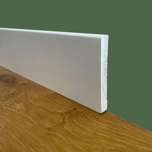 100ml di Battiscopa PREMIUM in legno MASSELLO squadrato 95x12 laccato bianco