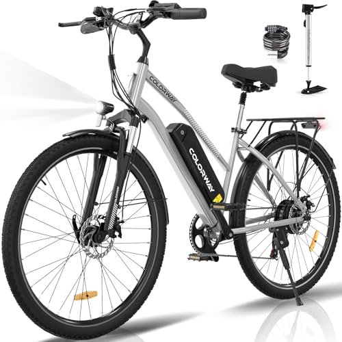 COLORWAY BK27 Elektrofahrrad, 28 Zoll EBike, 2 Fahrmodi Citybike mit 36V 15Ah Akku, mit Tretunterstützung, Pendlerfahrrad mit 250W Motor, EBike für Unisex Erwachsene Reichweite bis zu 45-100Km.