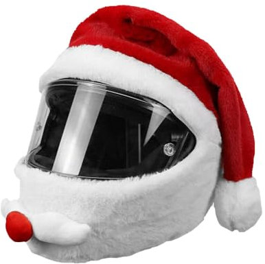 Motorradhelm Überzug Weihnachtsmann, Helmüberzug Motorrad Universal, Weihnachtsmütze Motorradhelmbezug, Plüsch Cover Santa für Integralhelm Motorradhelm Im Freien (Helm Nicht Inbegriffen)