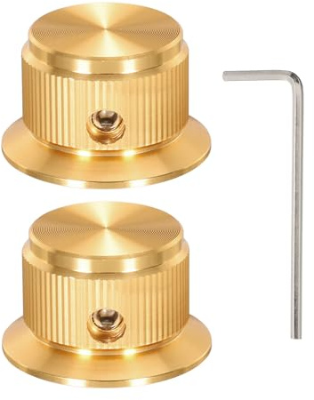 QUARKZMAN 2 Stück Drehknöpfe 6mm, Potentiometer Knopf Aluminiumlegierung Audio-Knopf mit Madenschraube für E-Gitarre Bass, Gold