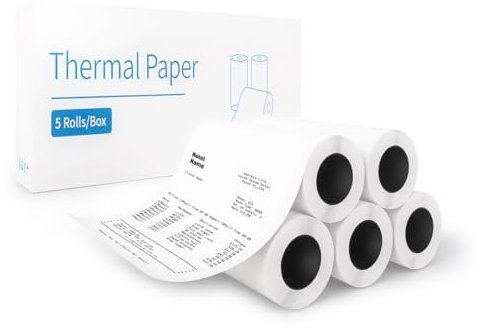 Vretti Lot de 5 rouleaux de papier thermique 80 x 50 mm - Pour imprimante thermique de qualité supérieure et durable - Compatible avec les imprimantes thermiques M815 et M817