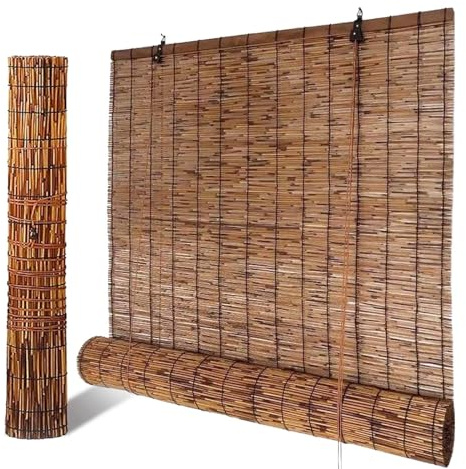 Outdoor Bambusrollo Wetterfest Sichtschutz, Sonnenschutz Bambus Rollos, 60 80 90 100 110 120 130 140 150 160cm Breite Bambus Jalousie, für Balkon Terrasse Veranda Pergola (Size : W120xH220CM)