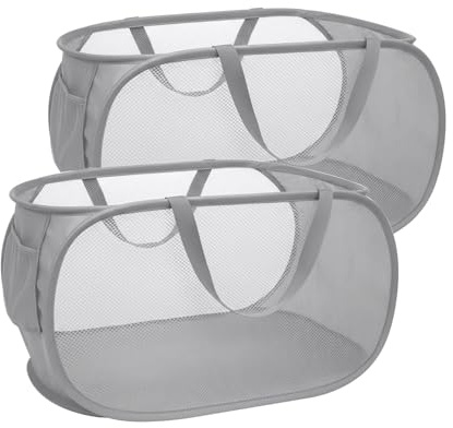 Collapsible Laundry Hamper Basket,Pop Up Mesh Foldable Bag for Laundry Room