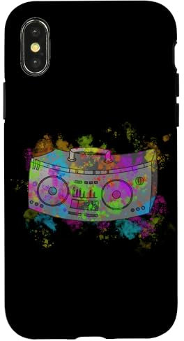 Hülle für iPhone X/XS Bunte Boom Box 70er 80er 90er Y2K Ghetto Blaster