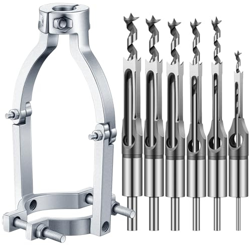 Gisafai 6 Pc Square Hole Drill Bit Set for Wood Mortising Attachment Drill Press Hollow Chisel Mortise Drill Tool (1/4, 5/16, 3/8, 1/2, 9/16, 5/8'')