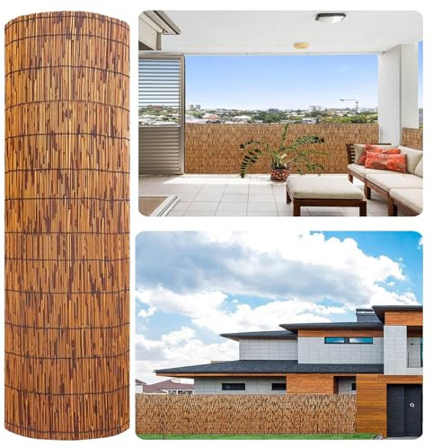CMJYMX 1OO% Natural Schilfrohrmatte 50 60 70 80 90 100 110 120 130 140 150 160 180 Hoch Bambus Sichtschutz Aus Dichtem Schilf Pool/Garten/Terrasse/Balkon/Hinterhof/Dach Sichtschutzmatte(H122*L1000cm)