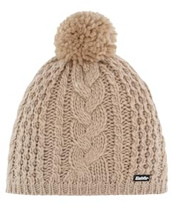 Eisbär Mütze Damen Afra Pompon - Merino Wollmütze für Frauen mit Fleece schützt vor Kälte und Wind - Bommelmütze Pudelmütze mit Zopfmuster Bequeme Strickmütze