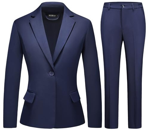 TRONSTORE Damen-Business-Anzug, 2-teilig, schmale Passform, klassisches Blazer-Hosen-Set für Damen, formelles Büro