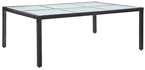 Xichuzi Garten-Esstisch, Tisch Balkon, Gartentisch, Balkontisch, Küchentisch, Garden Table, Terrassentisch, Schwarz 200x150x74 cm Poly Rattan