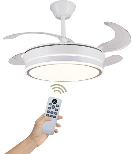 LUMIKING Lampara Ventilador de Techo Luz LED Silencioso de 30 W de Motor con 4 Aspas - Ventiladores de Techo con Tonos de Luz y Función Verano e Invierno con Temporizador (92 cm)