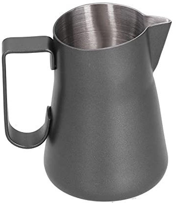 Stainless Steel Frothing Cup, Coffee Frothing Pitcher, Milk Jug with Long Diversion Mouth, sturdy 304 Material, for Latte Art at Home (350ml black)